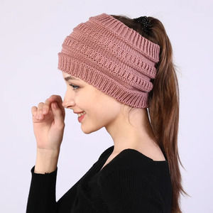 Rose Women Winter Turban Hat Woven Headband, Handmade Knitting Elastic Hairbands